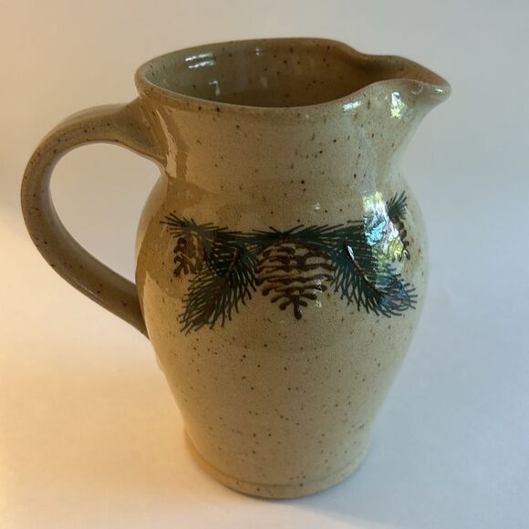 Boot Hill Pottery Pinecone Jug Vase Signed Country Christmas Rustic Decor 6” - Picture 6 of 10